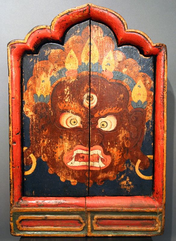 18th c., Tibet, tsa tsa shrine, wood+polyc., 46 cm, Mahakala, Arnold Lieberman, Asia Week NY 2012
