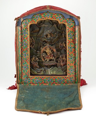 19th c., Tibet, shrine with Milarepa+5 tseringma sisters, painted wood, S2020.14a, Freer Sackler Gallery, Smithsonian Institute